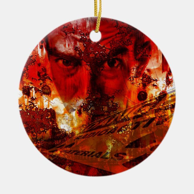 Adorno De Cerámica Graffiti de cara roja (Frente)