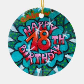 Adorno De Cerámica Graffiti feliz 18 de cumpleaños