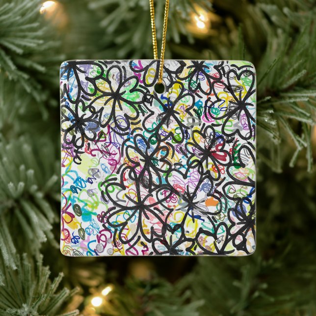 Adorno De Cerámica Graffiti Four Leaf Clovers (Árbol)