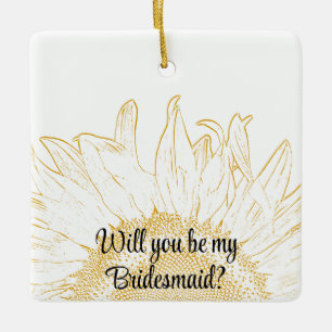 Adorno De Cerámica Gráfica De Girasol Amarillo Serás Mi Novia