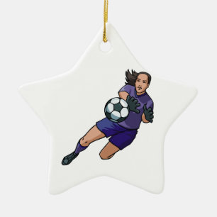 Adorno De Cerámica gráfica de portera de fútbol femenino