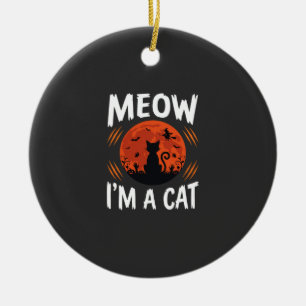 Adorno De Cerámica Gráfica de silueta de gato divertido de Halloween