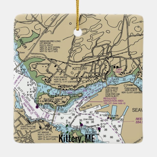 Adorno De Cerámica Gráfica náutica de Kittery Maine (Reverso)
