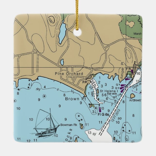 Adorno De Cerámica Gráfica Pine Orchard Branford CT (Reverso)