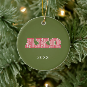 Adorno De Cerámica Gráfico a rayas de Alpha Chi Omega