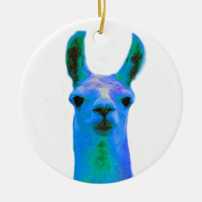 Adorno De Cerámica Gráfico azul de la llama (Frente)