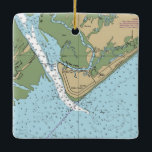 Adorno De Cerámica Gráfico de Edisto Beach South Carolina<br><div class="desc">Edisto Beach,  ornamento de Navidad de Carolina del Sur hecho con un gráfico NOAA.</div>