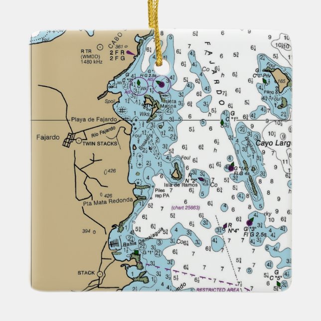 Adorno De Cerámica Gráfico de Fajardo Puerto Rico (Anverso)