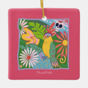 Adorno De Cerámica Gráfico de Frida Kahlo Parrot