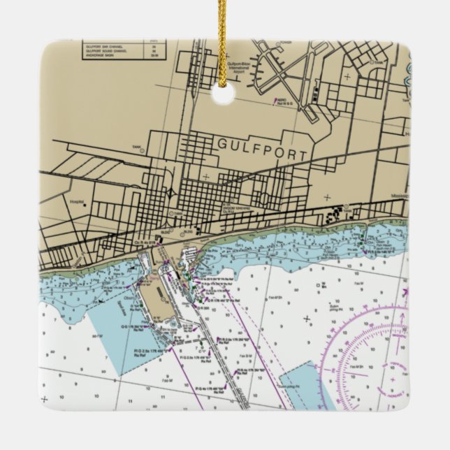 Adorno De Cerámica Gráfico de Gulfport Mississippi (Reverso)