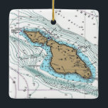 Adorno De Cerámica Gráfico de Isla Santa Catalina<br><div class="desc">Ornamento navideño de Santa Catalina hecho con carta náutica.</div>