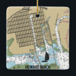 Adorno De Cerámica Gráfico de la ciudad de Howard Beach<br><div class="desc">Howard Beach,  New York City NY adorno navideño hecho con cartas náuticas.</div>