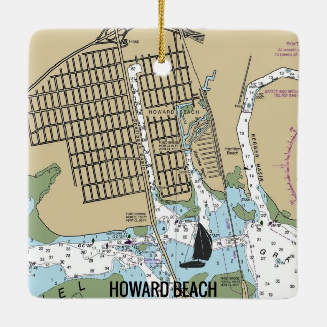 Adorno De Cerámica Gráfico de la ciudad de Howard Beach (Reverso)
