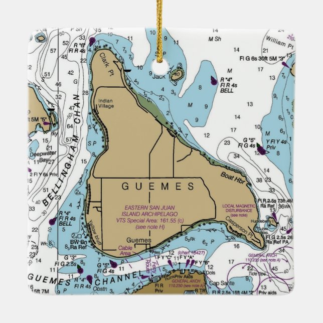 Adorno De Cerámica Gráfico de la isla de Guemes (Reverso)