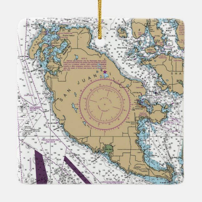 Adorno De Cerámica Gráfico de la Isla de San Juan (Reverso)