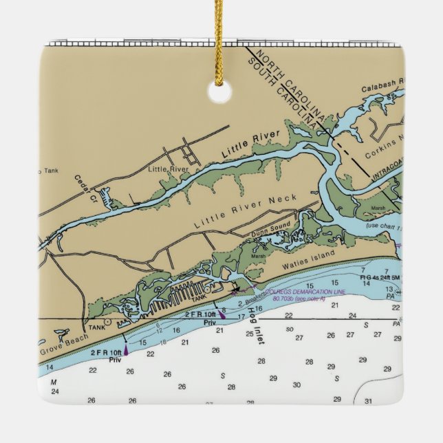 Adorno De Cerámica Gráfico de Little River, Carolina del Sur (Reverso)