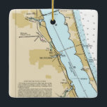 Adorno De Cerámica Gráfico de Melbourne Florida<br><div class="desc">Ornamento navideño Melbourne Florida y Melbourne Beach FL con carta náutica NOAA.</div>