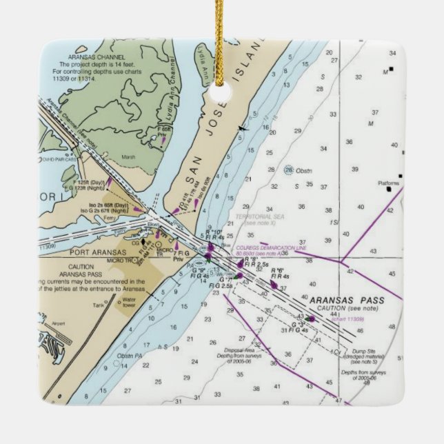 Adorno De Cerámica Gráfico de Port Aransas (Reverso)