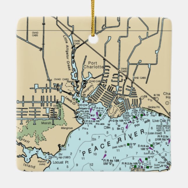 Adorno De Cerámica Gráfico de Port Charlotte Florida (Reverso)