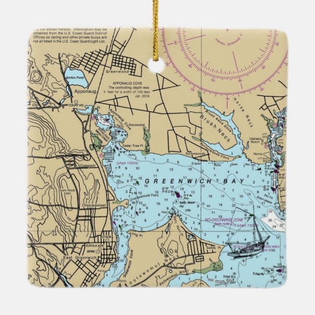 Adorno De Cerámica Gráfico de RI de Greenwich Oriental (Reverso)