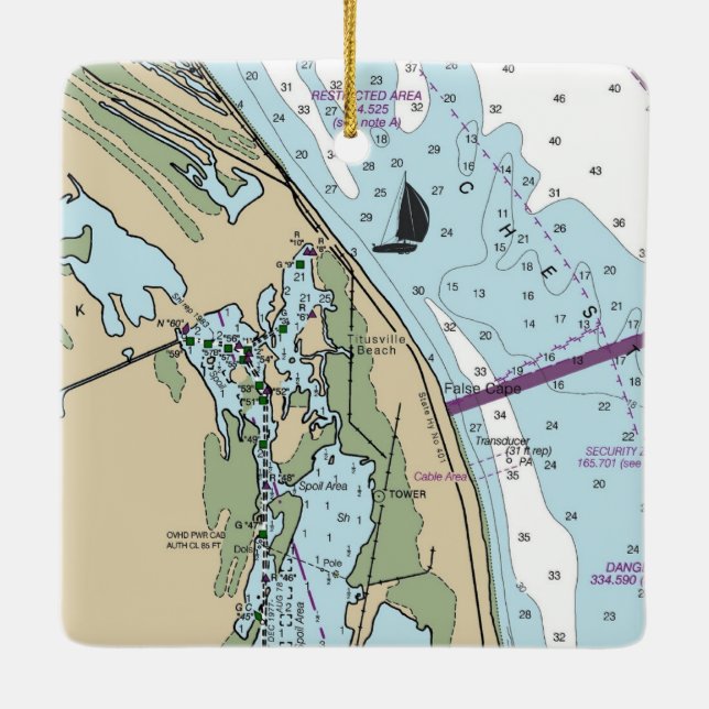 Adorno De Cerámica Gráfico de Titusville Beach Florida (Reverso)