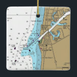 Adorno De Cerámica Gráfico de Verona Beach Lake Oneida<br><div class="desc">La playa de Verona y el ornamento navideño del lago Oneida de Nueva York,  realizado con cartas náuticas.</div>