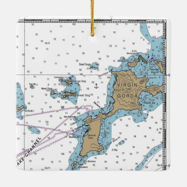 Adorno De Cerámica Gráfico de Virgin Gorda BVI (Reverso)