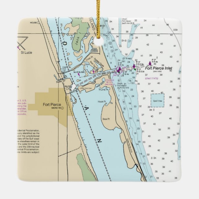 Adorno De Cerámica Gráfico Fort Pierce Forida (Reverso)