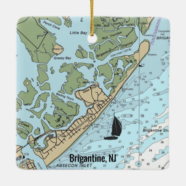 Adorno De Cerámica Gráfico Naumático Brigantine NJ (Reverso)