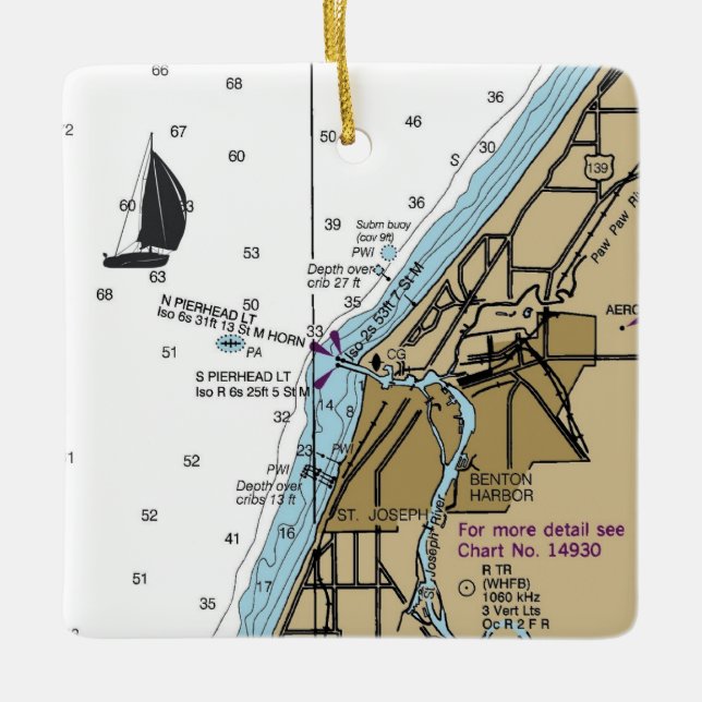 Adorno De Cerámica Gráfico naumático de Benton Harbour MI (Anverso)