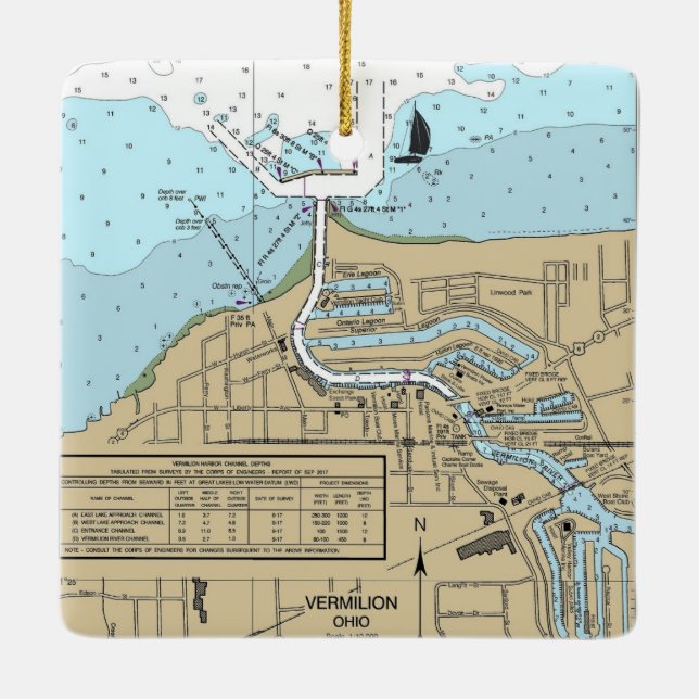 Adorno De Cerámica Gráfico naumático de Vermilion Ohio (Reverso)