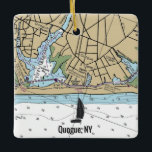 Adorno De Cerámica Gráfico naumático Quogue NY<br><div class="desc">El canto de Navidad de Nueva York hecho con cartas náuticas.</div>