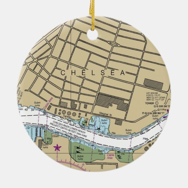 Adorno De Cerámica Gráfico náutico Chelsea Boston MAMÁES (Atrás)