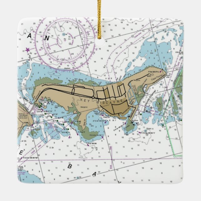 Adorno De Cerámica Gráfico náutico de Biscayne (Reverso)