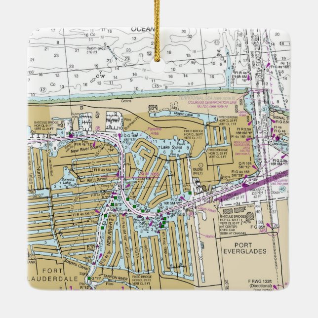 Adorno De Cerámica Gráfico náutico de Fort Lauderdale (Reverso)