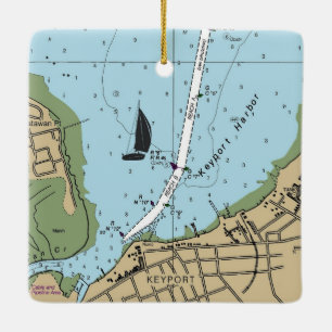 Adorno De Cerámica Gráfico Náutico de Keyport NJ