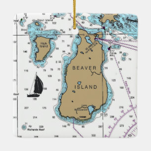 Adorno De Cerámica Gráfico náutico de la isla de los castores Michi