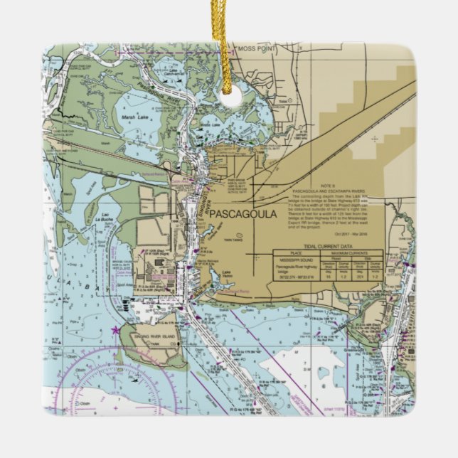 Adorno De Cerámica Gráfico náutico de la MS de Pascagoula (Anverso)