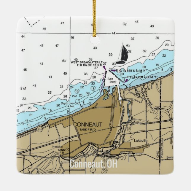 Adorno De Cerámica Gráfico náutico de Ohio (Reverso)