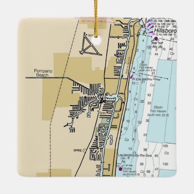 Adorno De Cerámica Gráfico Náutico de Playa Pompano (Reverso)