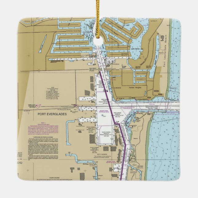 Adorno De Cerámica Gráfico Náutico de Puerto Everglades Florida (Reverso)
