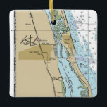 Adorno De Cerámica Gráfico Náutico de Vero Beach Florida<br><div class="desc">Ornamento navideño de Vero Beach Florida hecho con carta náutica NOAA.</div>