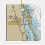 Adorno De Cerámica Gráfico Náutico de Vero Beach Florida<br><div class="desc">Ornamento navideño de Vero Beach Florida hecho con carta náutica NOAA.</div>