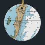 Adorno De Cerámica Gráfico NC de Kure Beach<br><div class="desc">Ornamento navideño de Kure Beach en Carolina del Norte hecho con carta náutica NOAA.</div>