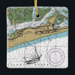 Adorno De Cerámica Gráfico NY del Parque Estatal Jones Beach<br><div class="desc">Parque Estatal Jones Beach,  adorno navideño hecho de cartas náuticas.</div>