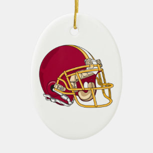 Adorno De Cerámica gráfico vectorial de casco de fútbol rojo y dorado