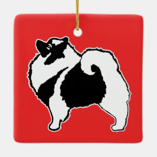 Adorno De Cerámica Gráficos de Keeshond - Arte de perro original lind
