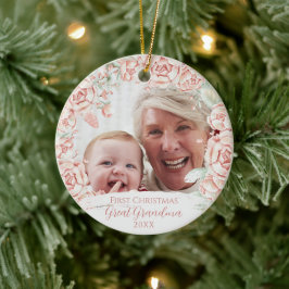 Adorno De Cerámica Gran Abuela de la Guerra Floral Rosa Primera Navid