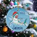 Adorno De Cerámica Gran acuarela personalizada del océano del tiburón<br><div class="desc">Este diseño puede ser personalizado en el área proporcionada cambiando la foto y/o el texto. O puede personalizarse haciendo clic en Personalizar esta plantilla y, a continuación, eligiendo la opción de hacer clic en el personalizar y eliminando o cambiando el color del fondo, agregando texto, cambiando el color o estilo...</div>