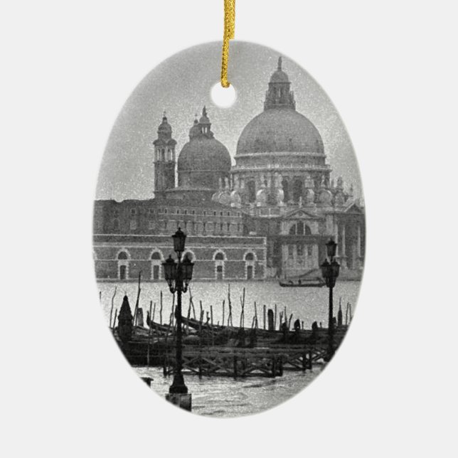 Adorno De Cerámica Gran Canal Blanco Negro Venecia Italia Viajes (Frente)